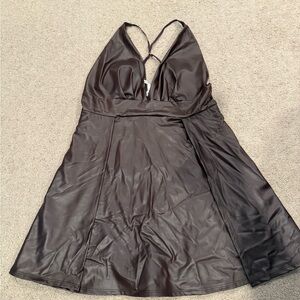 Elegant Brown Halter Dress